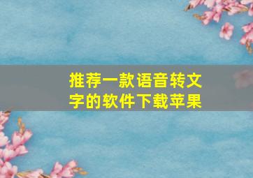 推荐一款语音转文字的软件下载苹果