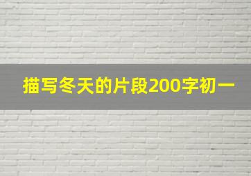 描写冬天的片段200字初一