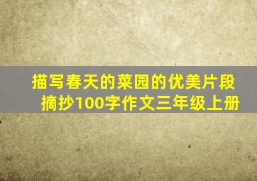 描写春天的菜园的优美片段摘抄100字作文三年级上册