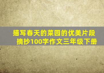 描写春天的菜园的优美片段摘抄100字作文三年级下册