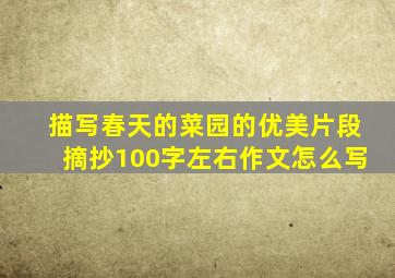 描写春天的菜园的优美片段摘抄100字左右作文怎么写