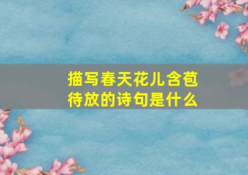 描写春天花儿含苞待放的诗句是什么