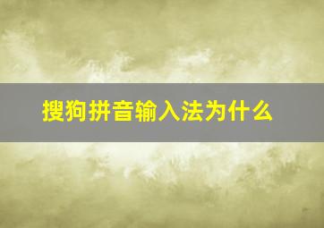 搜狗拼音输入法为什么