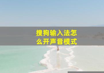 搜狗输入法怎么开声音模式