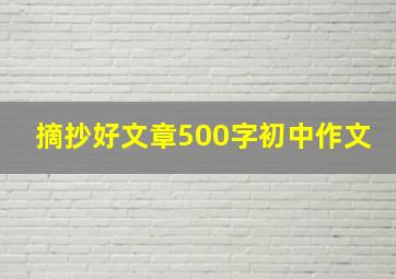 摘抄好文章500字初中作文