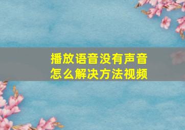 播放语音没有声音怎么解决方法视频