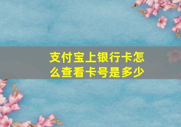 支付宝上银行卡怎么查看卡号是多少