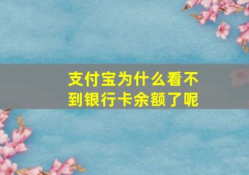 支付宝为什么看不到银行卡余额了呢