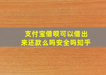 支付宝借呗可以借出来还款么吗安全吗知乎