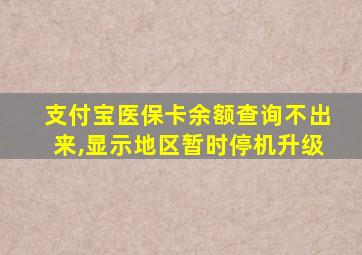 支付宝医保卡余额查询不出来,显示地区暂时停机升级