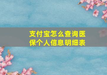 支付宝怎么查询医保个人信息明细表