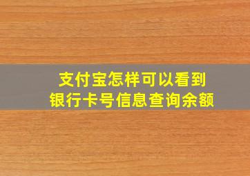 支付宝怎样可以看到银行卡号信息查询余额