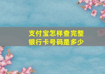 支付宝怎样查完整银行卡号码是多少