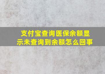 支付宝查询医保余额显示未查询到余额怎么回事