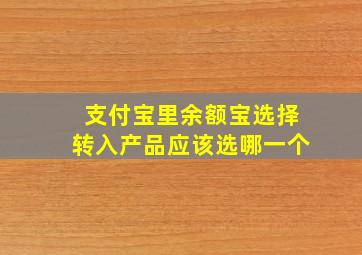 支付宝里余额宝选择转入产品应该选哪一个