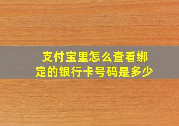 支付宝里怎么查看绑定的银行卡号码是多少