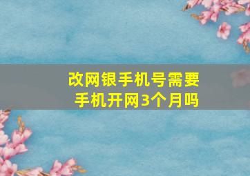 改网银手机号需要手机开网3个月吗