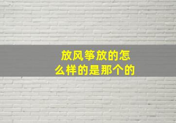 放风筝放的怎么样的是那个的