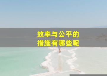 效率与公平的措施有哪些呢