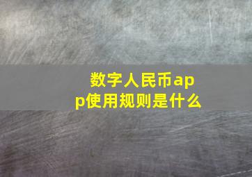 数字人民币app使用规则是什么