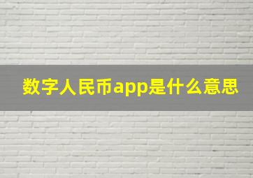 数字人民币app是什么意思