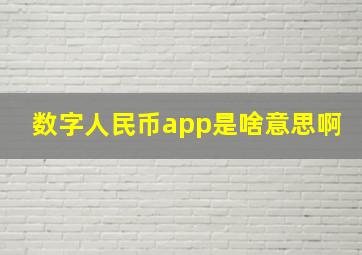 数字人民币app是啥意思啊