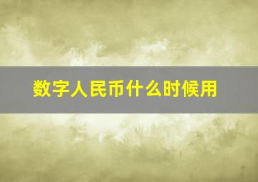 数字人民币什么时候用