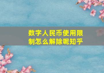 数字人民币使用限制怎么解除呢知乎