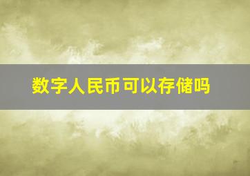 数字人民币可以存储吗