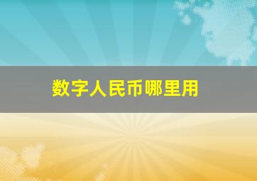 数字人民币哪里用