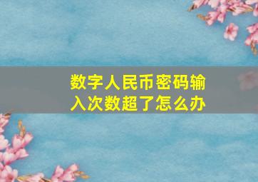 数字人民币密码输入次数超了怎么办