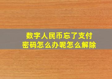 数字人民币忘了支付密码怎么办呢怎么解除