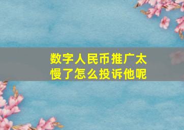 数字人民币推广太慢了怎么投诉他呢