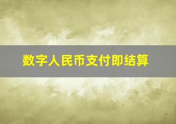 数字人民币支付即结算