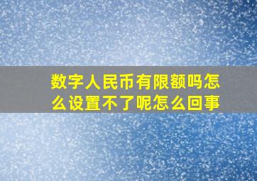 数字人民币有限额吗怎么设置不了呢怎么回事