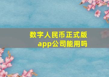 数字人民币正式版app公司能用吗