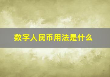 数字人民币用法是什么