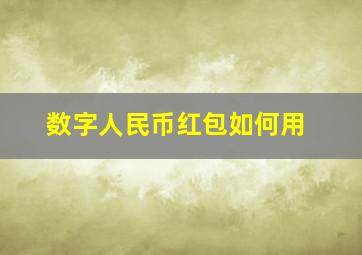 数字人民币红包如何用