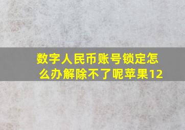 数字人民币账号锁定怎么办解除不了呢苹果12