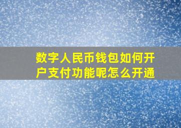 数字人民币钱包如何开户支付功能呢怎么开通