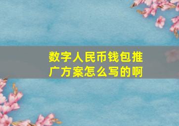 数字人民币钱包推广方案怎么写的啊