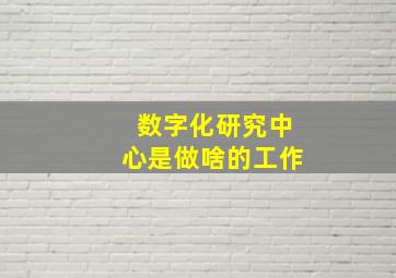 数字化研究中心是做啥的工作