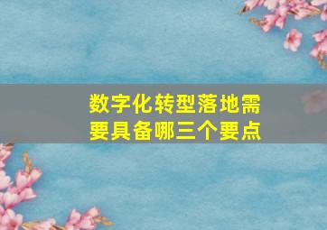 数字化转型落地需要具备哪三个要点