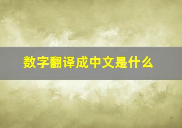 数字翻译成中文是什么