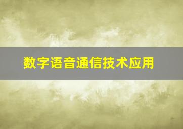 数字语音通信技术应用