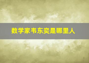 数学家韦东奕是哪里人