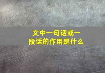 文中一句话或一段话的作用是什么