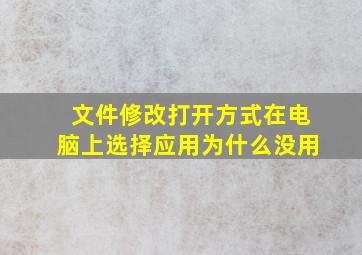 文件修改打开方式在电脑上选择应用为什么没用