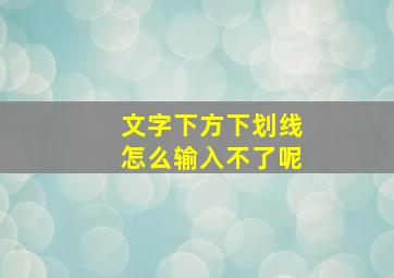 文字下方下划线怎么输入不了呢