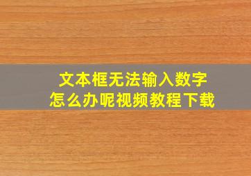 文本框无法输入数字怎么办呢视频教程下载